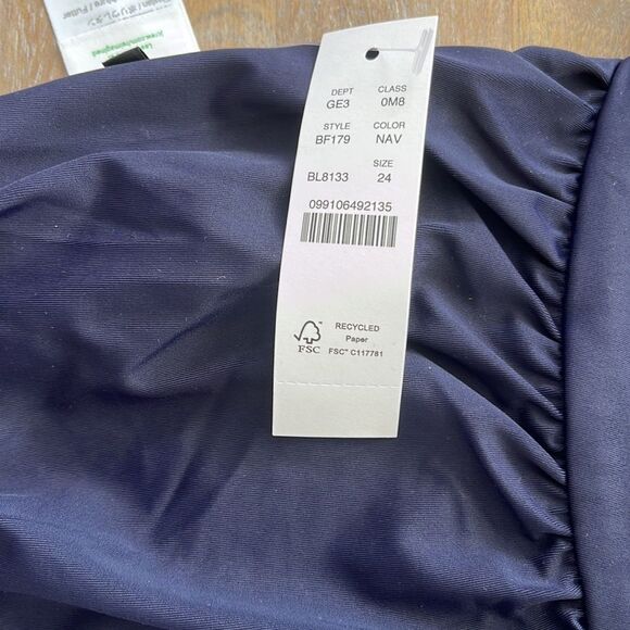 J Crew Swimsuit Size 24 Ruched Squareneck‎ One Piece Navy Blue - Picture 3 of 7